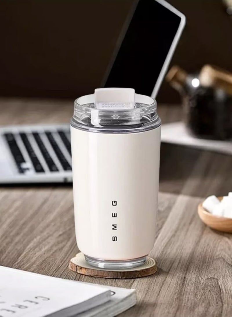 Travel Coffee Mug, Insulated Beverage Cup With Leakproof Lid, Long Lasting Coffee Tumbler With Lid And Straw, Travel Coffee Thermos 240ml,White