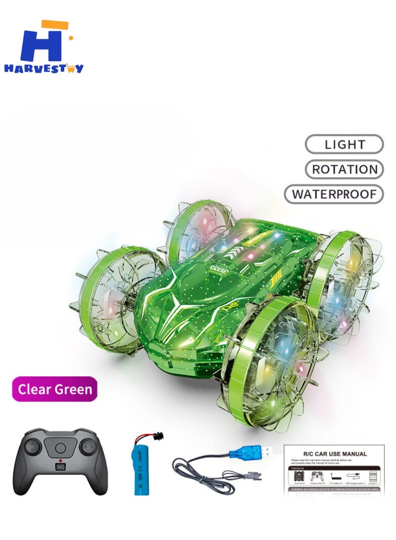 Amphibious Remote Control Car RC Boat with LED Lights Waterproof 4WD  Car Swimming Pool Outdoor Water Toy 360°Rotation, 180°Flip for boys girls kids