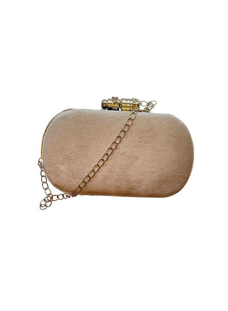 Beautiful hand embroidery pearl oval clutch