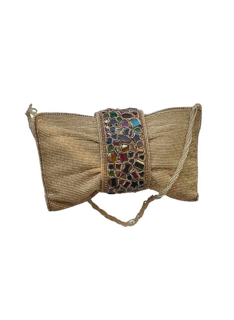 Stone Bow Shape Luxury Clutch