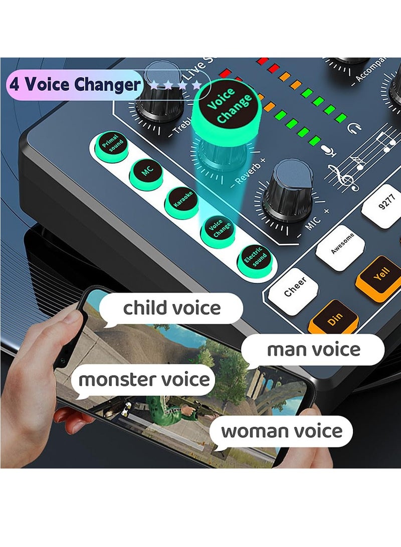Podcast Equipment Bundle with Ring Light and Phone Holder , BM-800 Recording Studio Package with Voice Changer, Live Sound Card,Audio Interface for Laptop Computer Vlog Living Broadcast Live Streaming