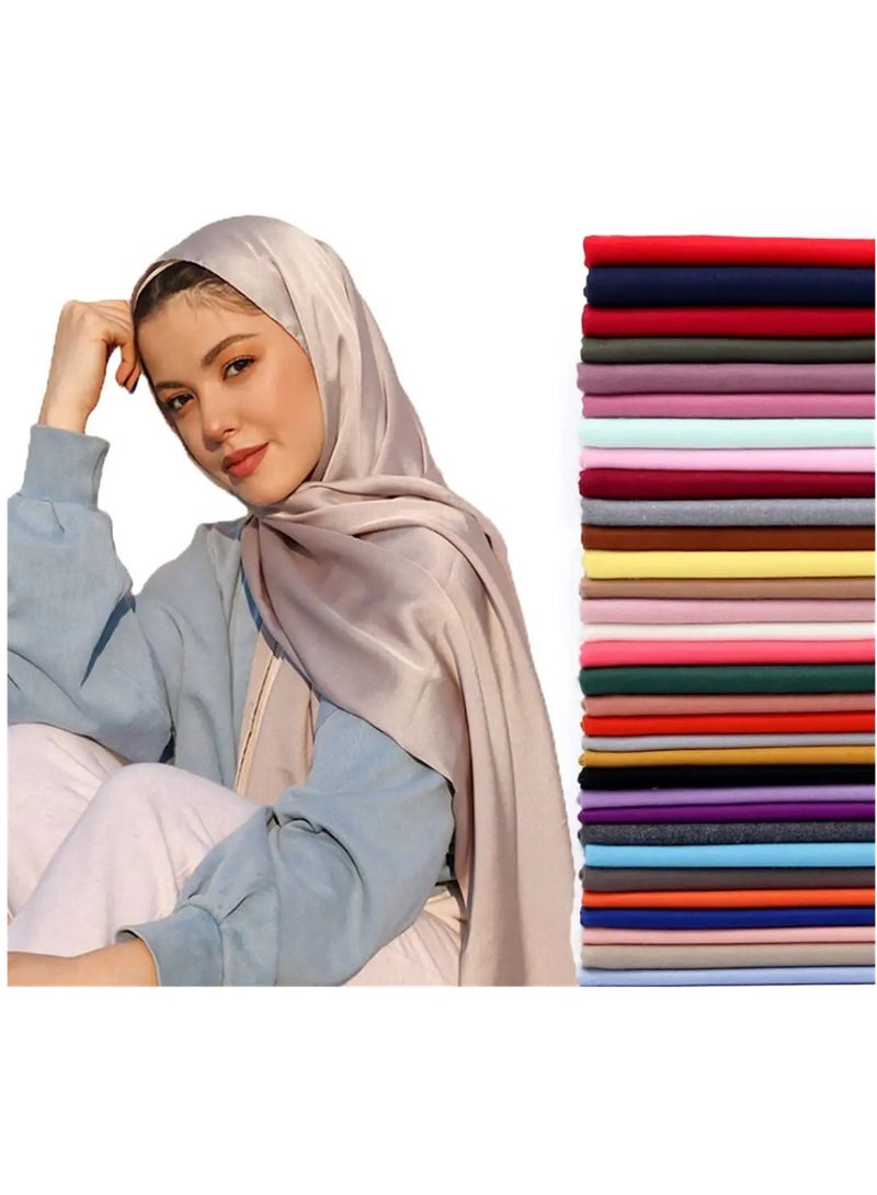 Elegant Long Silk Scarf for Women - Luxuriously Soft & Lightweight Grey Shawl, Wrap, or Headscarf - Premium Fashion Accessory