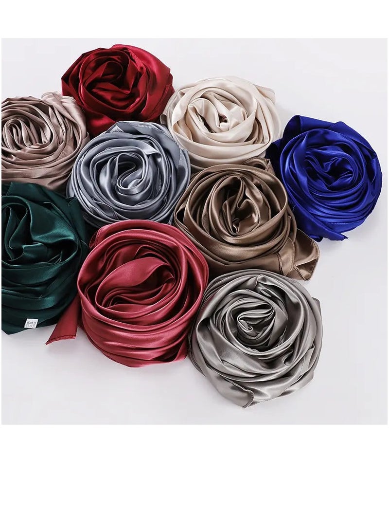 Elegant Long Silk Scarf for Women - Luxuriously Soft & Lightweight Grey Shawl, Wrap, or Headscarf - Premium Fashion Accessory