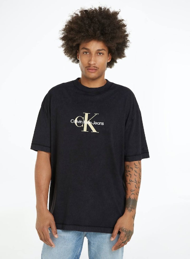 Men's Archival Monogram Logo T-Shirt - Cotton, Black