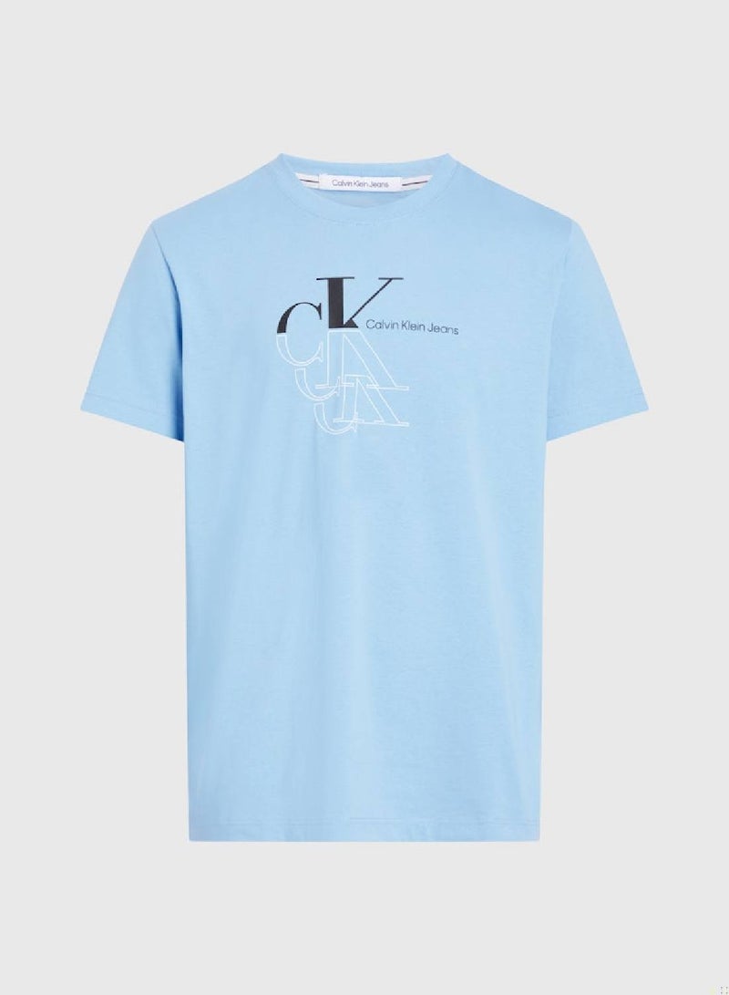 Men's Monogram T-Shirt - Cotton, Blue