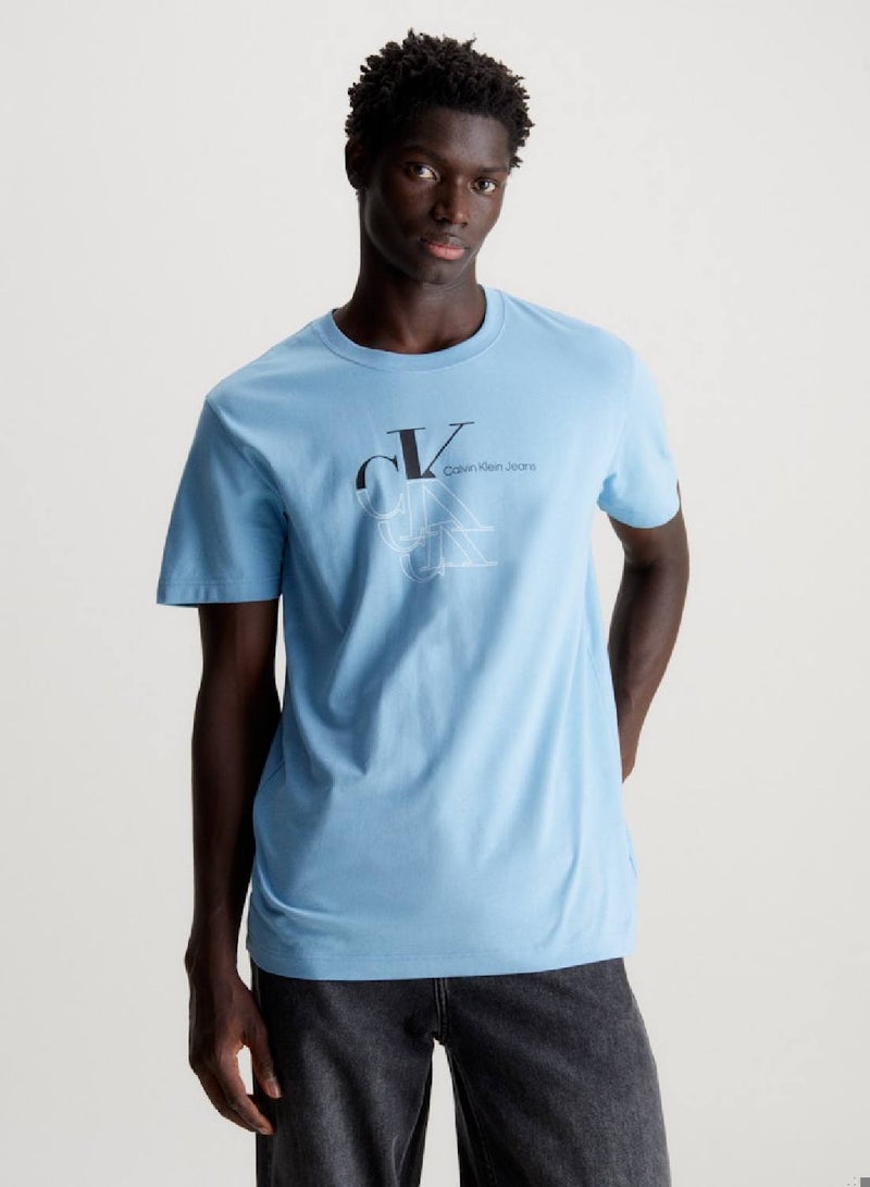 Men's Monogram T-Shirt - Cotton, Blue