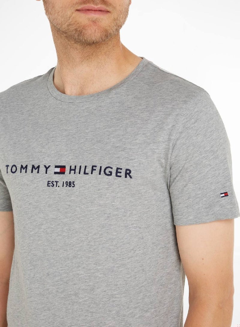 Men's Tommy Hilfiger Logo Regular Fit T-Shirt - Cotton, Gray