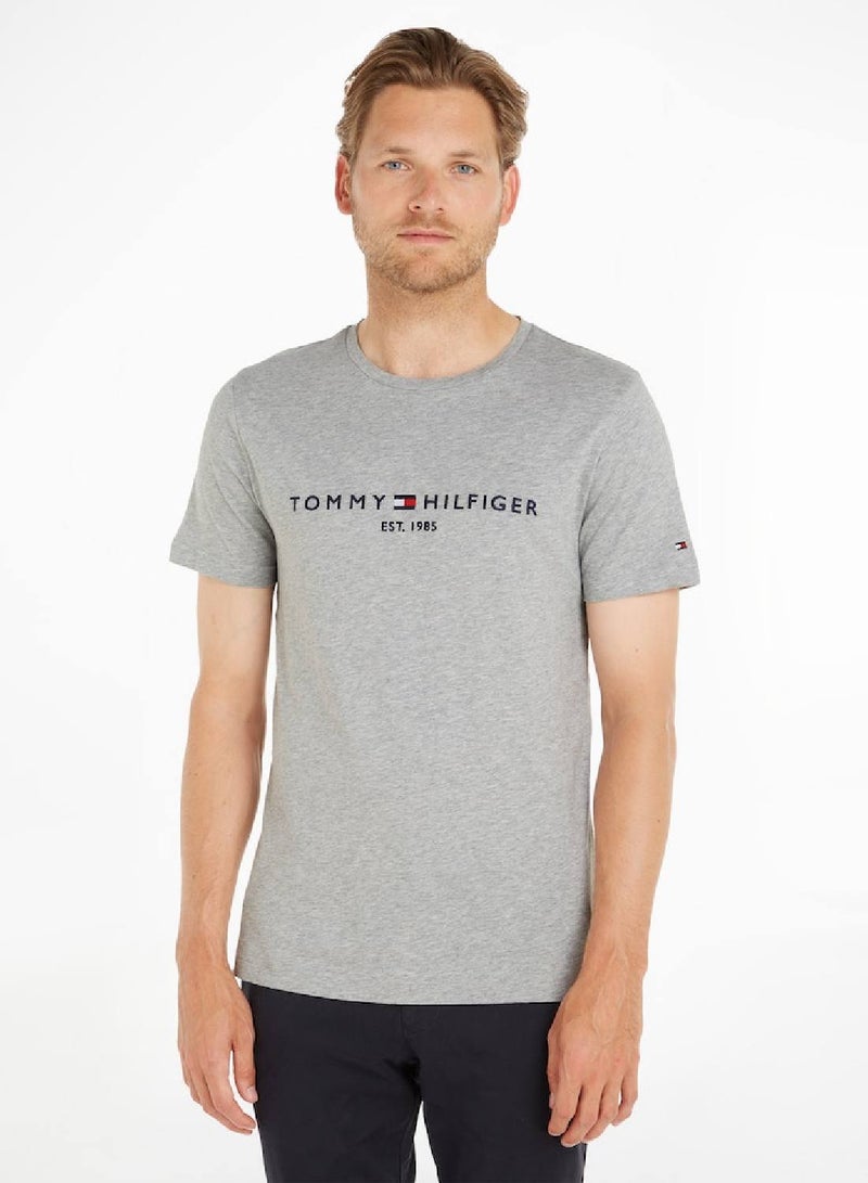 Men's Tommy Hilfiger Logo Regular Fit T-Shirt - Cotton, Gray