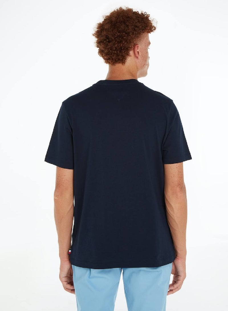 Men's Faded Hilfiger Logo T-Shirt - Cotton, Blue