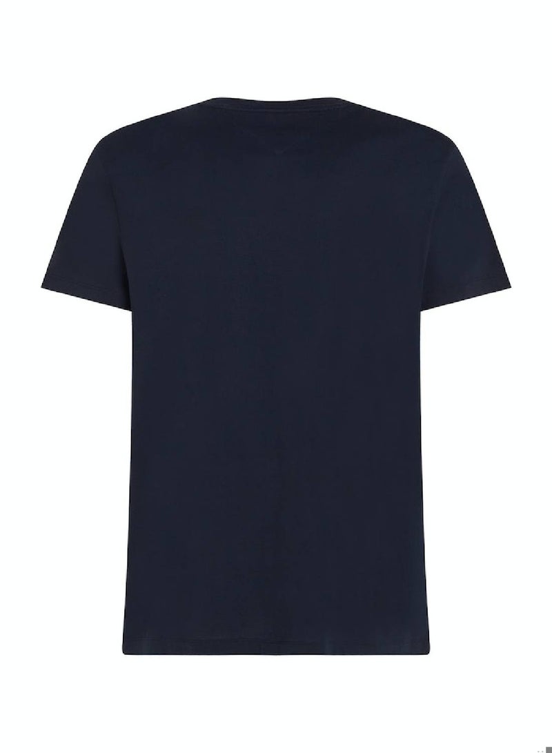 Men's Faded Hilfiger Logo T-Shirt - Cotton, Blue