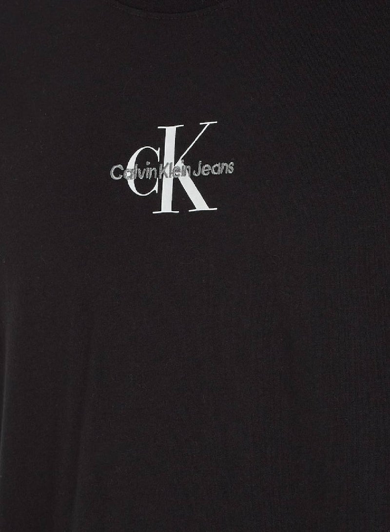 Men's Cotton Monogram T-Shirt -  cotton jersey, Black