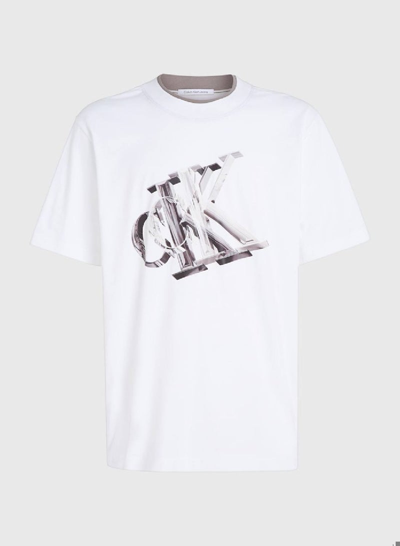 Men's Oversized Monogram T-Shirt - Cotton, White