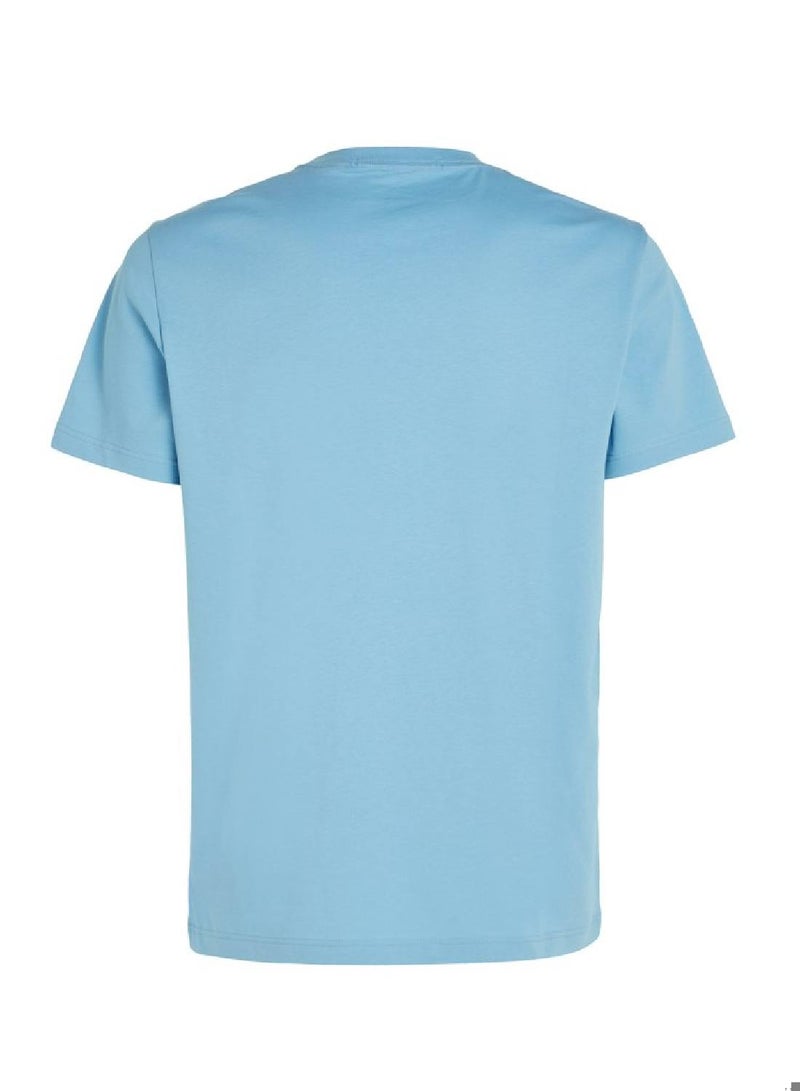 Men's Cotton Monogram T-Shirt -  cotton jersey, Blue