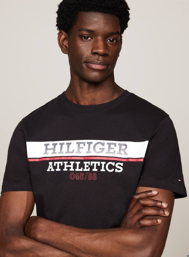 Men's Hilfiger Athletic Regular T-Shirt - Cotton, Black