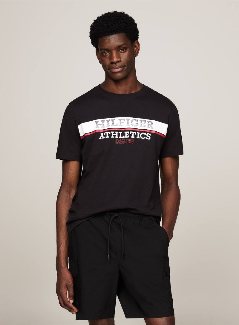 Men's Hilfiger Athletic Regular T-Shirt - Cotton, Black