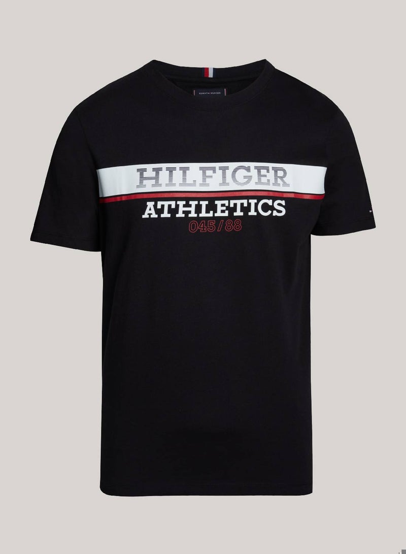 Men's Hilfiger Athletic Regular T-Shirt - Cotton, Black