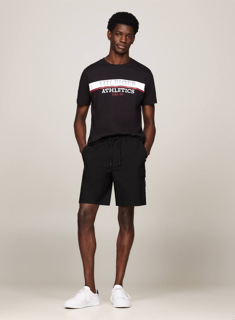 Men's Hilfiger Athletic Regular T-Shirt - Cotton, Black