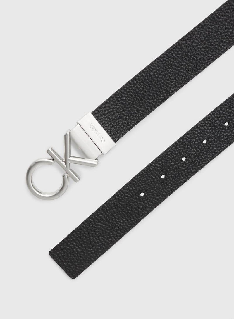 Men's Reversible Leather Logo Belt - Leather, Black