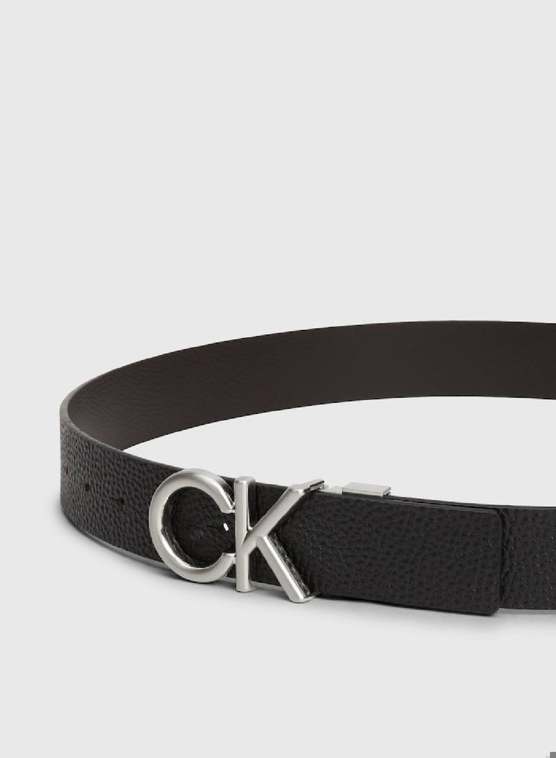 Men's Reversible Leather Logo Belt - Leather, Black