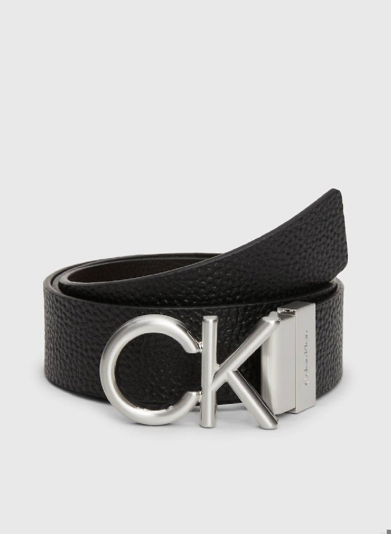 Men's Reversible Leather Logo Belt - Leather, Black