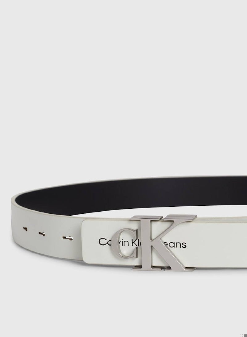 Women's Leather Logo Belt - Leather, Blue