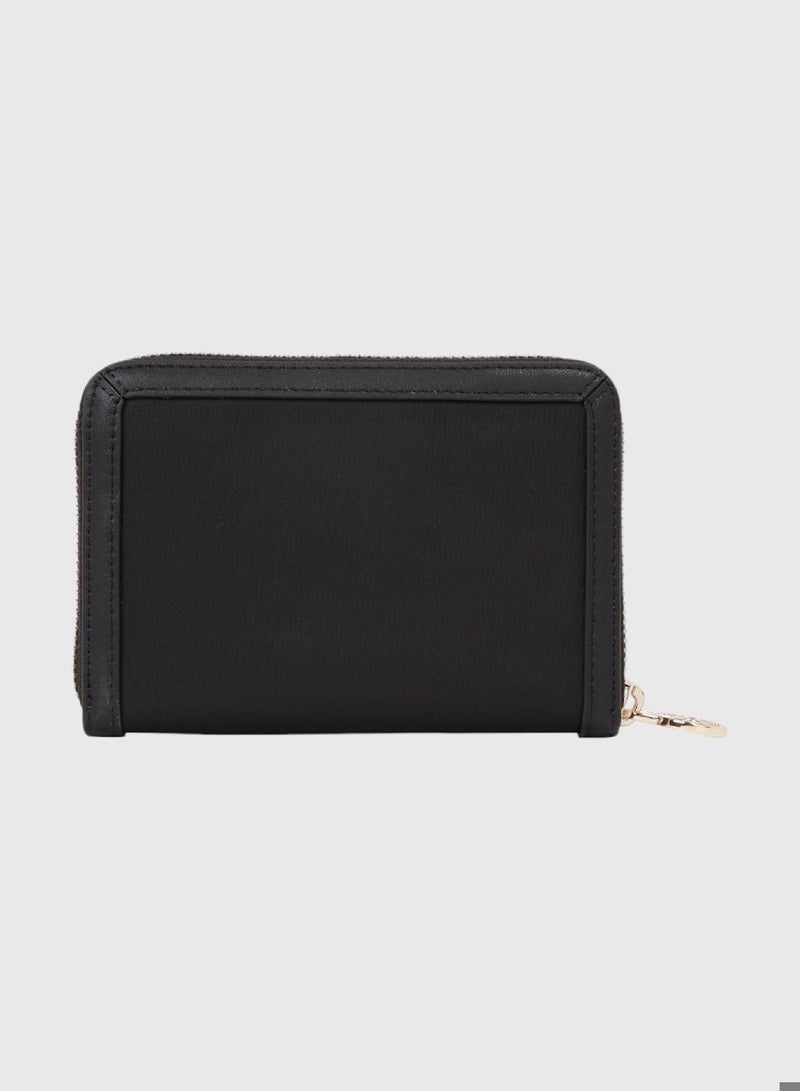 Women's Zip Arround Wallet - Polyester, Black