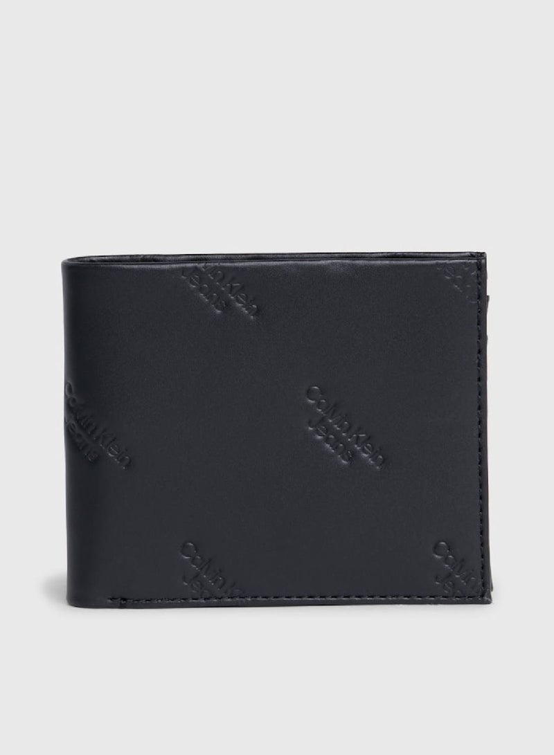 Men's Logo Print Bifold Wallet - Leather, Black