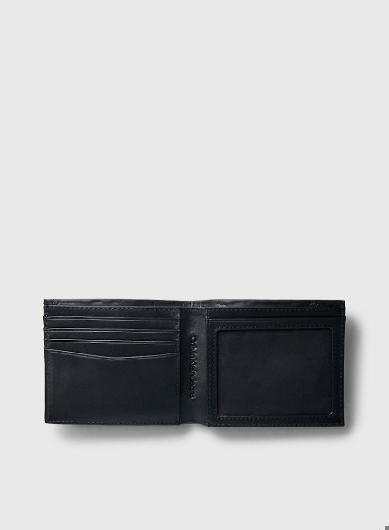 Men's Logo Print Bifold Wallet - Leather, Black