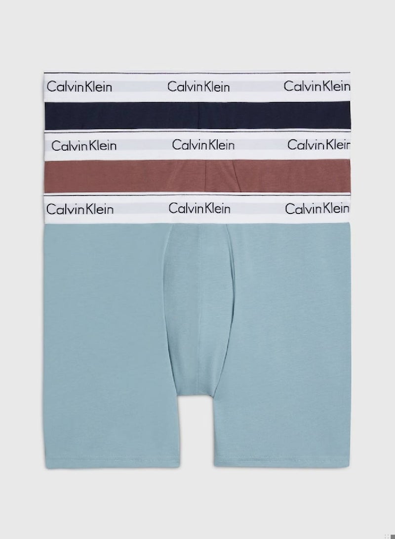 Men's 3 Pack Boxer Briefs - Modern Cotton - Cotton, Blue