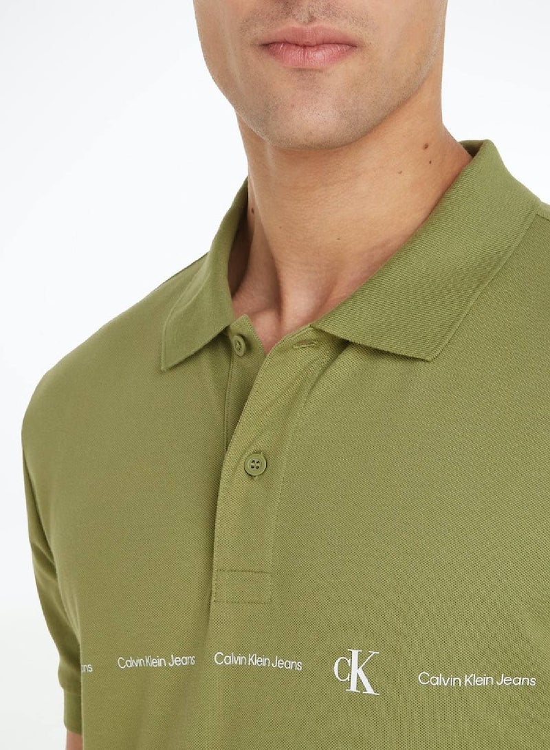 Men's Short Sleeve Polo - Cotton, Green