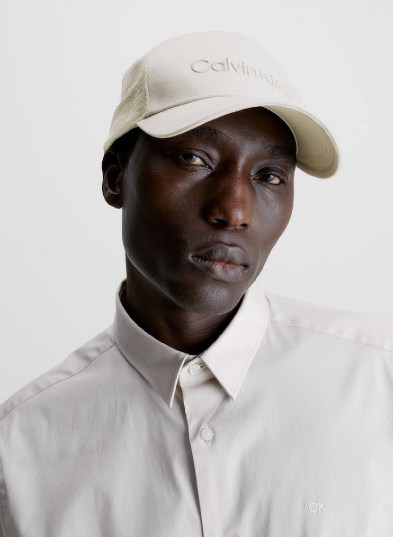 Men's Twill Trucker Cap - Cotton, Beige