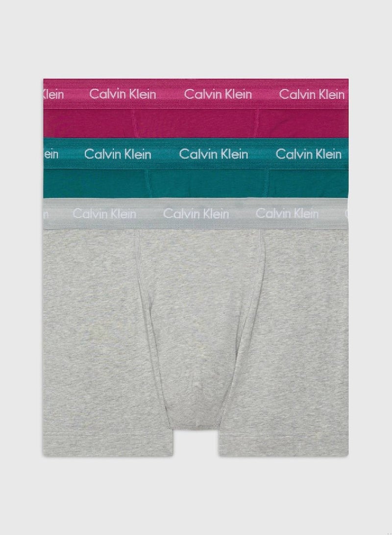 Men's 3 Pack Trunks - Cotton Stretch - Cotton, Multicolor