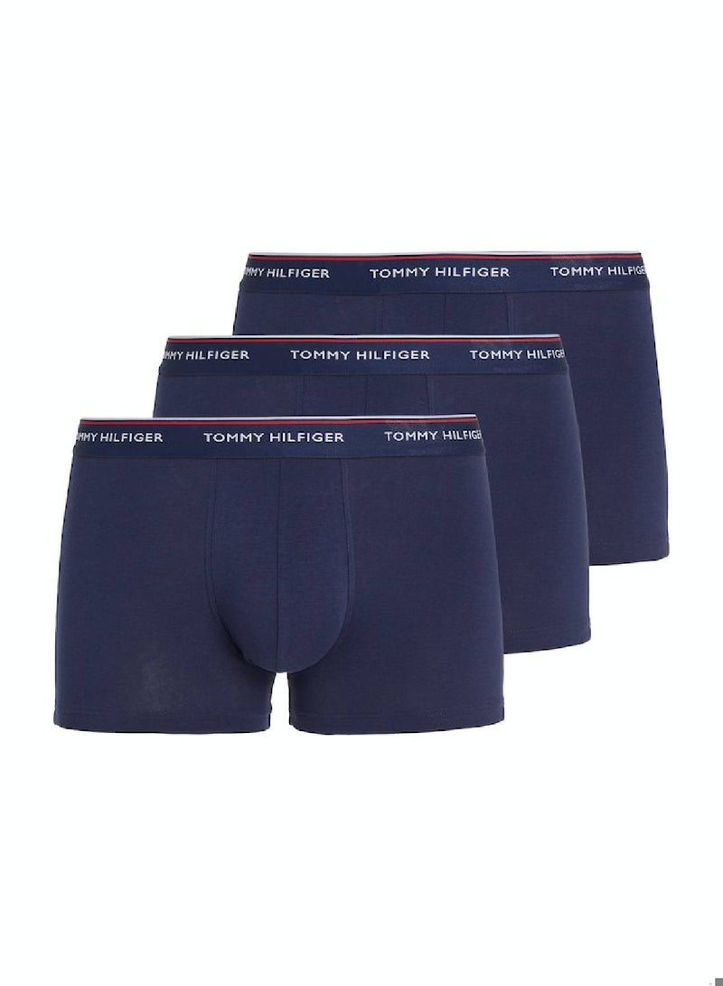 Men's 3-Pack Premium Essential Trunks - Cotton, Blue