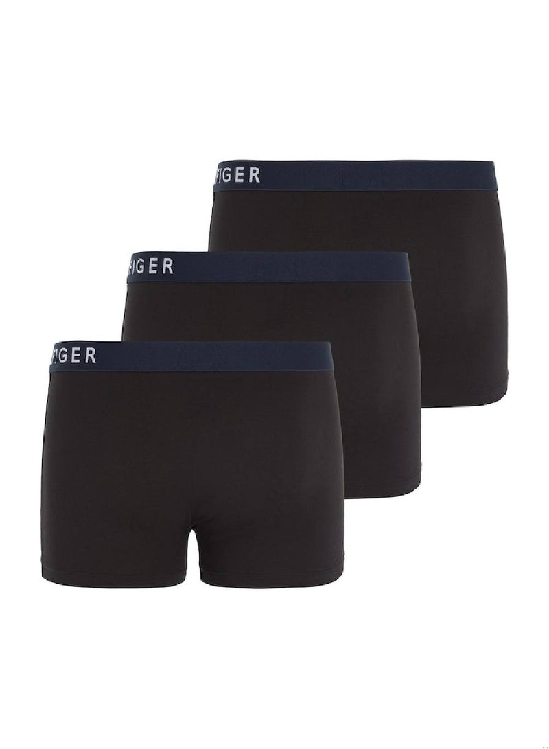 Men's 3 Pack Trunks - Cotton, Black