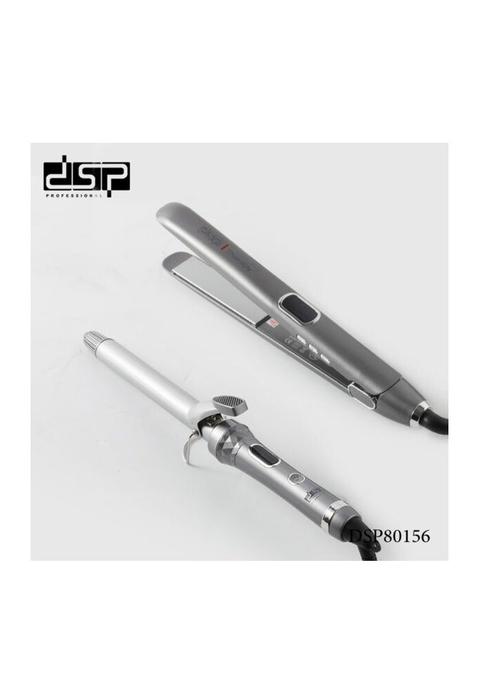 DSP 2 in 1 Hair Curler & Straightener Styling Set | 6 Heat Levels | LED Temperature Display | Model 80156