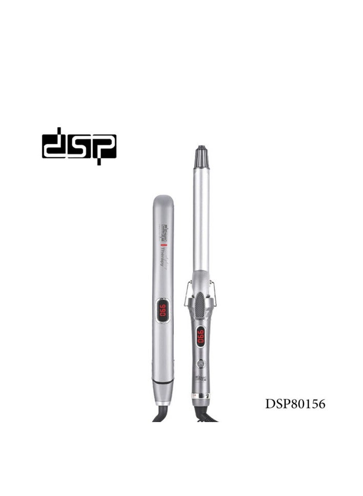 DSP 2 in 1 Hair Curler & Straightener Styling Set | 6 Heat Levels | LED Temperature Display | Model 80156