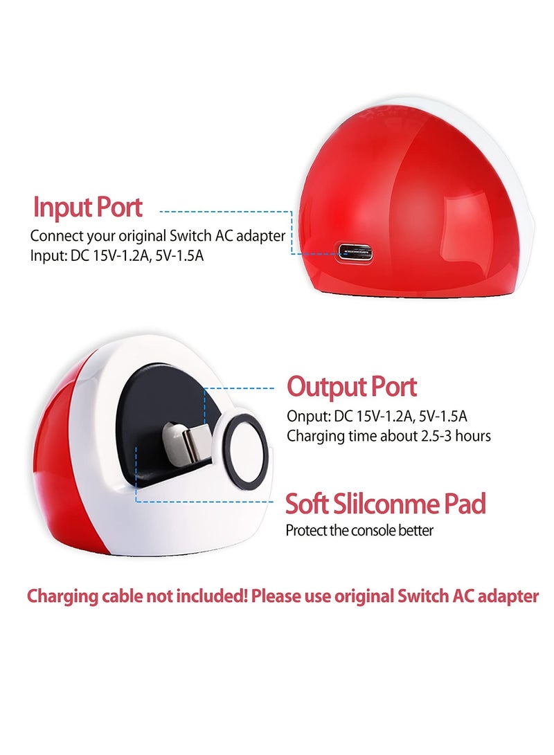 Charging Stand Compatible With Switch And Switch Lite/Switch OLED, Type-C Port Charge Dock Station No Projection, Mini Compact Portable White & Red