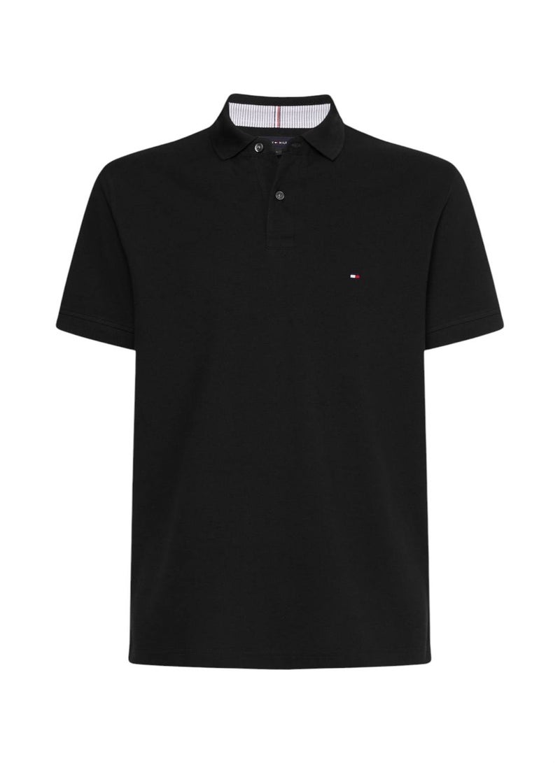 Men's 1985 Collection Flag Embroidery Regular Fit Polo Shirt - Cotton, Black