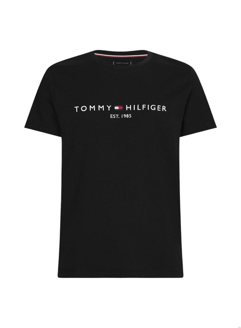 Men's Tommy Hilfiger Logo Regular Fit T-Shirt - Cotton, Black