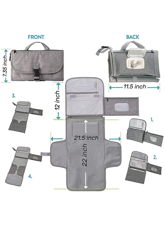 Baby Portable Changing Pad with Wipes Pocket for Diaper Bag Wipeable Waterproof Newborn Travel Mat Shower Gifts