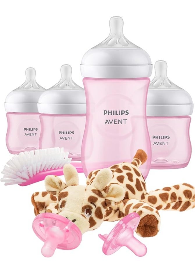 Philips AVENT Natural Baby Bottle with Natural Response , Pink Baby Gift Set with Snuggle