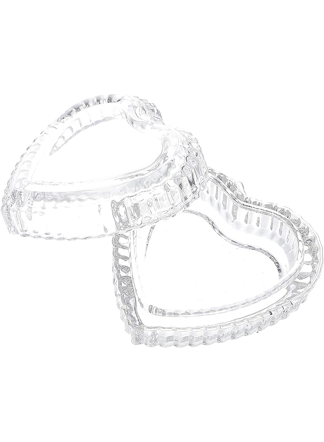 Crystal Glass Heart Shaped Storage Jars with Lid, Clear Jewelry Can Elegant Display Storage Jar Ring Earring Glass Box Organizer for Wedding Party Dresser Home Decor