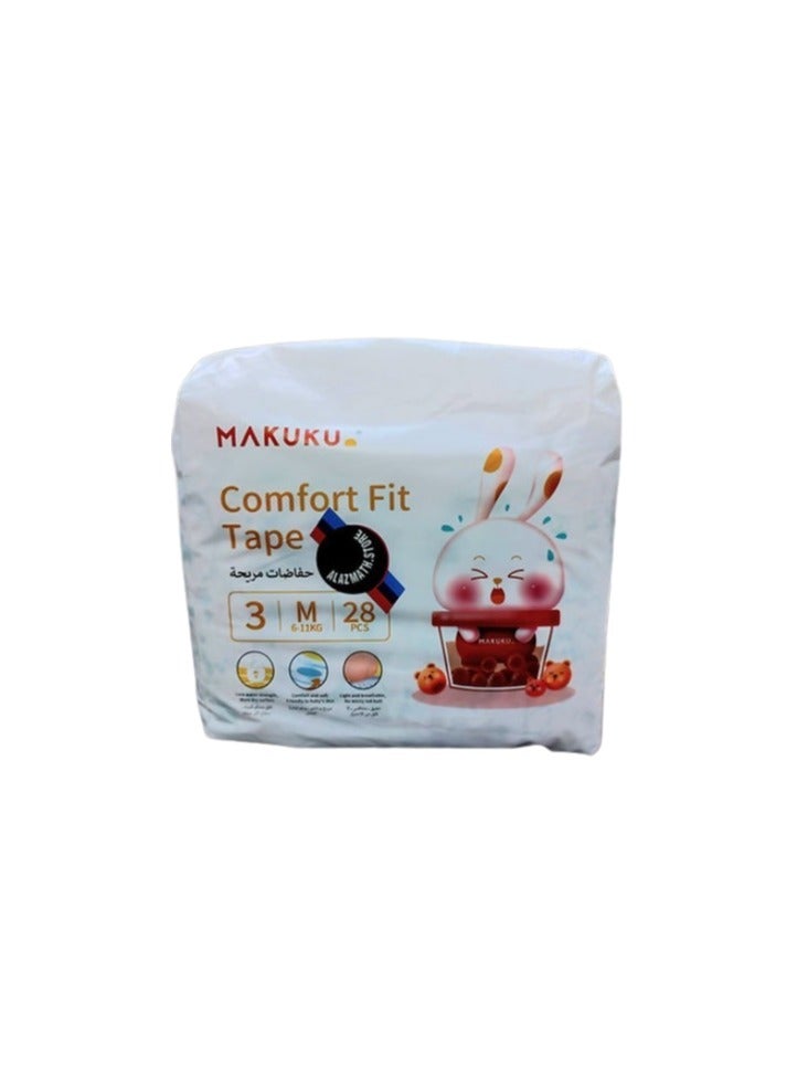 Makuku Comfort Fit Tape Baby Diapers - Size 3 -M / 28 Pieces