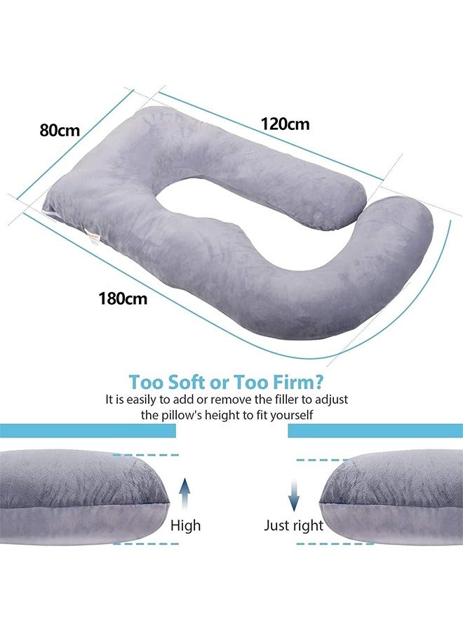 Pregnancy Pillows, 180cm Long Maternity Pillows with Removable Bean Velvet Cover, U-Shape Full Body Pillow, Pregnancy Pillows for Sleeping, Body Pillows for Adults, Maternity Pillow