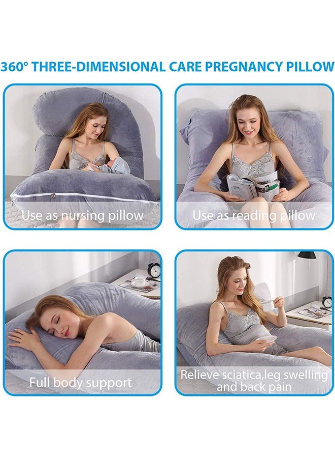 Pregnancy Pillows, 180cm Long Maternity Pillows with Removable Bean Velvet Cover, U-Shape Full Body Pillow, Pregnancy Pillows for Sleeping, Body Pillows for Adults, Maternity Pillow