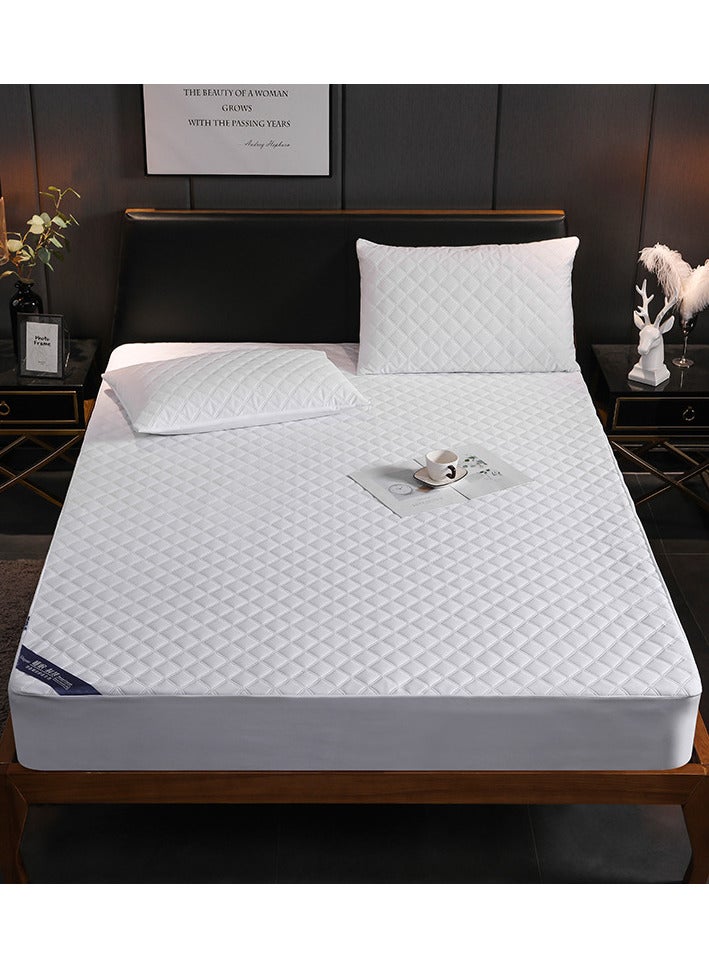 Waterproof Cotton Mattress Cover 180x200 cm – Soft, Quilted, and Breathable with 2 Pillowcases