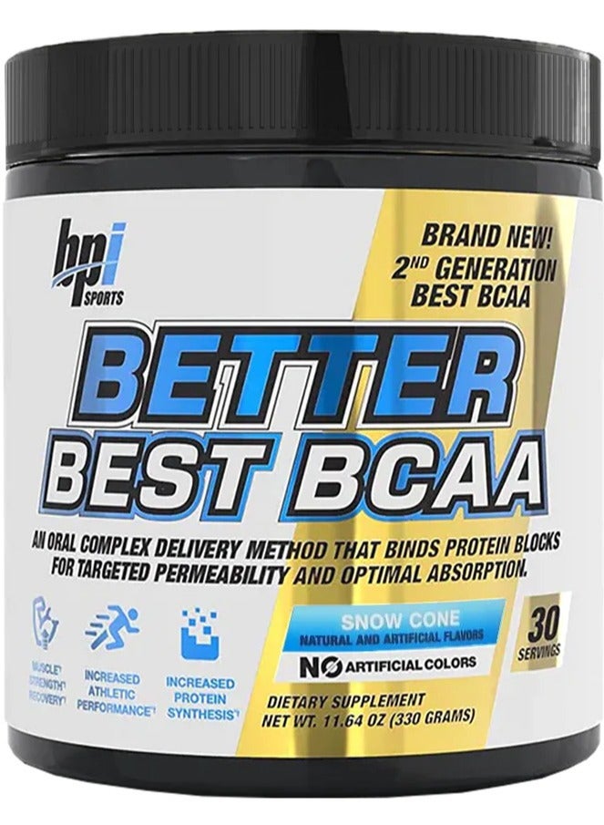 BPI SPORTS Better Best BCAA, Snow Cone Flavor, 330g, 30 Serving