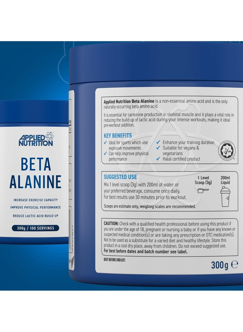 Beta-Alanine Powder 300g, Unflavored 100 Servings