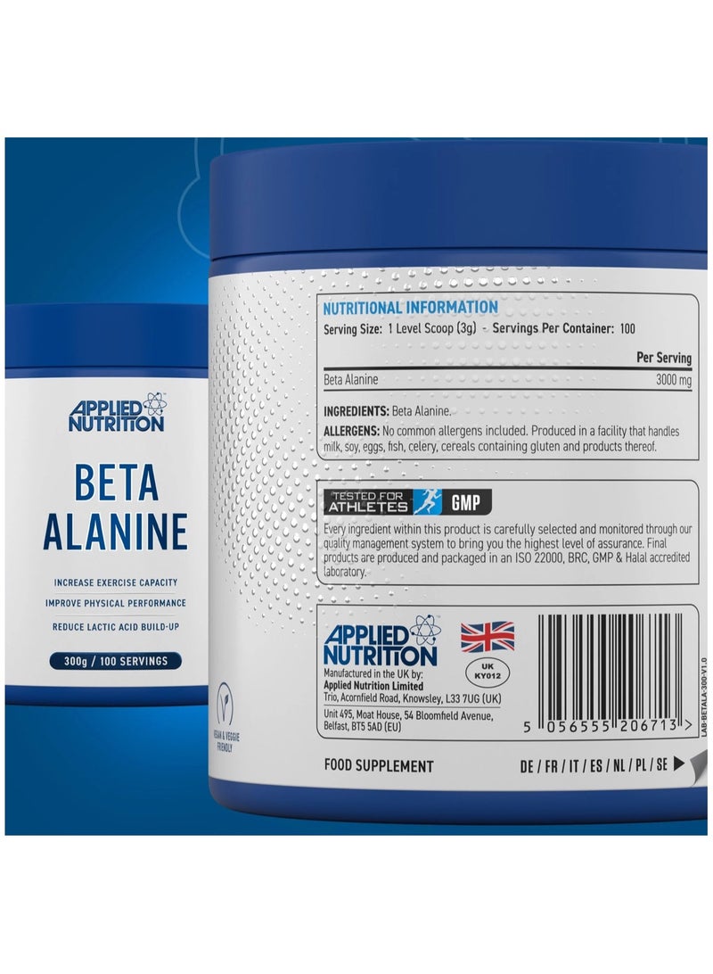 Beta-Alanine Powder 300g, Unflavored 100 Servings