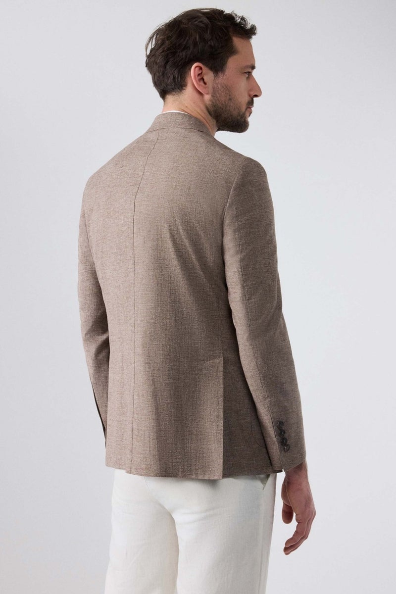 Regular Fit Light Brown Plain Fabric Jacket 2DC04MD044670